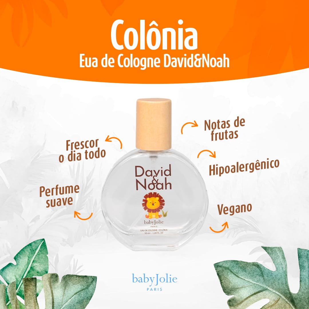 Baby Jolie David & Noah Kids Eau de Cologne – Light Fragrance for Children & Toddlers, Gentle Daily Scent, Fresh Fruity Notes, 1.69oz