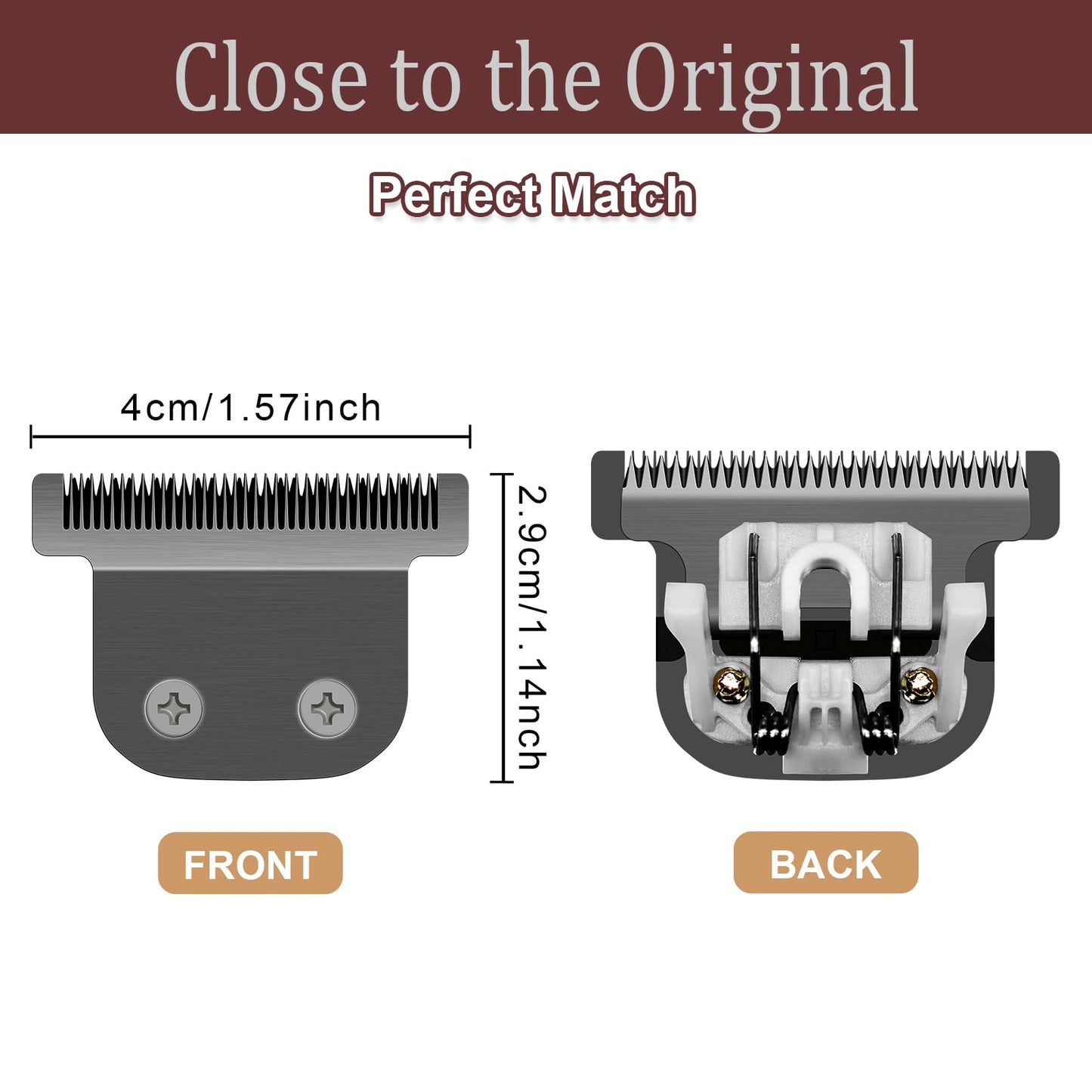 40mm Replacement Detachable Stainless Steel T Blade Compatible with Wahl All in One Lithium Ion Trimmer 2144 9818 9818L 9864 9864SS 9888 9854 9860 (Black 3 Pack)