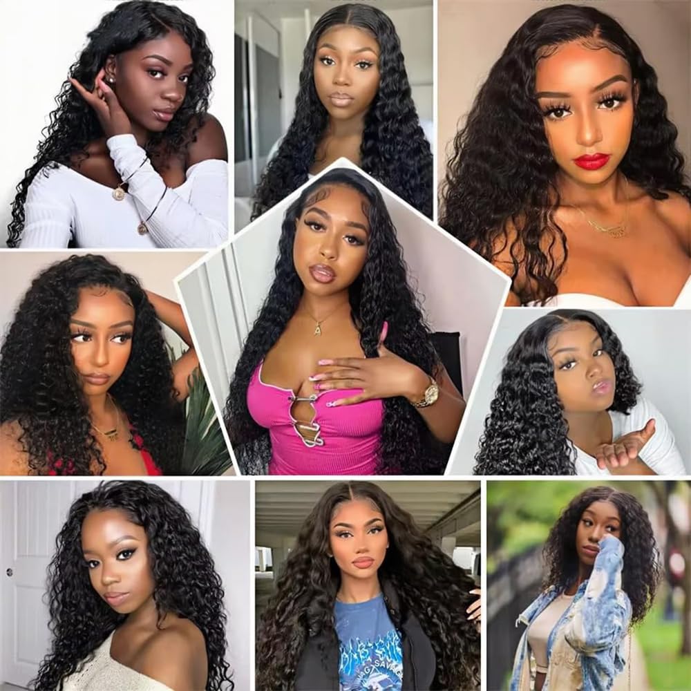 Deep Wave Human Hair Bundles 26 Inch Deep Single Bundle #1B Natural Black Human Hair Unprocessed Native Virgin Hair 100g Total Double Weft Human Hair Extensions for Women