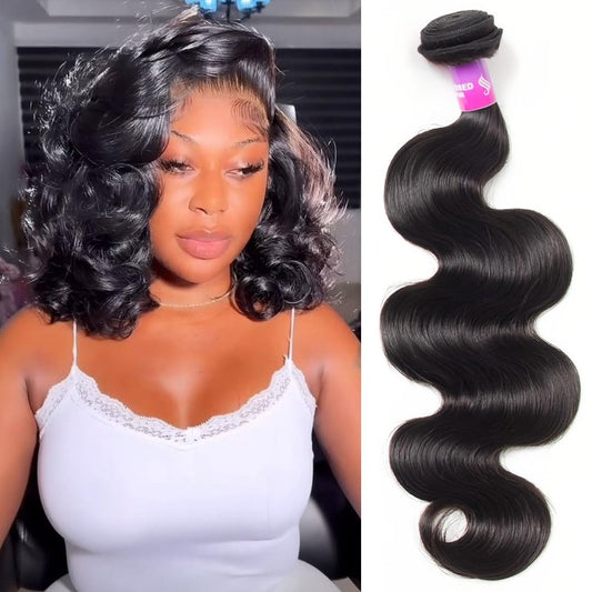 12A Human Hair Bundles 100g Body Wave Bundles Human Hair Extensions 18 Inch Brazilian Virgin Body Wave 1 Piece Deal Unprocessed Brazilian Quick Weave Extensions Natural Black