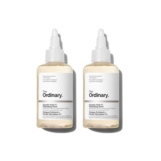 The Ordinary Glycolic Acid 7% Exfoliating Toner, Brightening and Smoothing Daily Toner for More Even-Looking Skin Tone, 3.4 Fl Oz (Pack of 2)