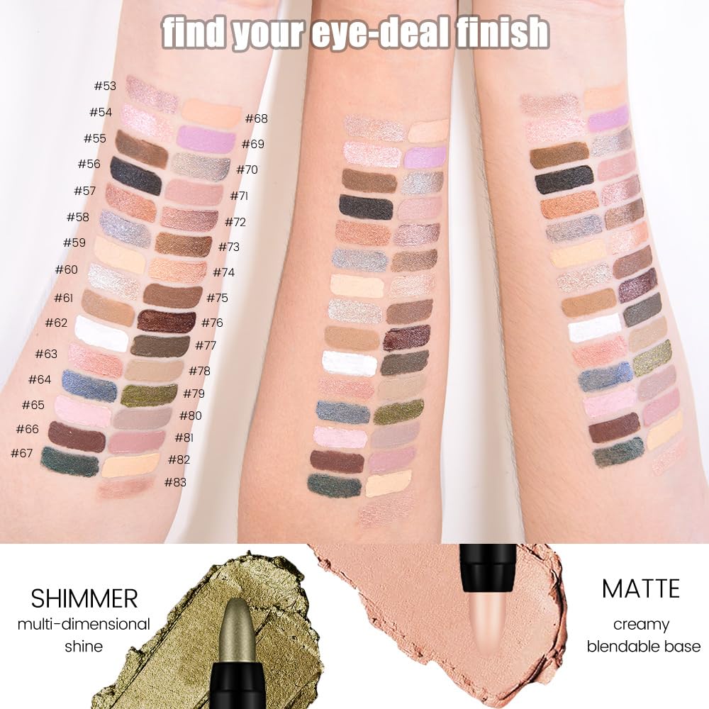 evpct Cream Eyeshadow Pencil Bulk Stick Set for Eye Waterproof Pearl White Black Grey Khaki Royal Blue Vioiet Purple Silver Shimmer Metallic Eyeshadow Crayon Stick sombras en crema para ojos