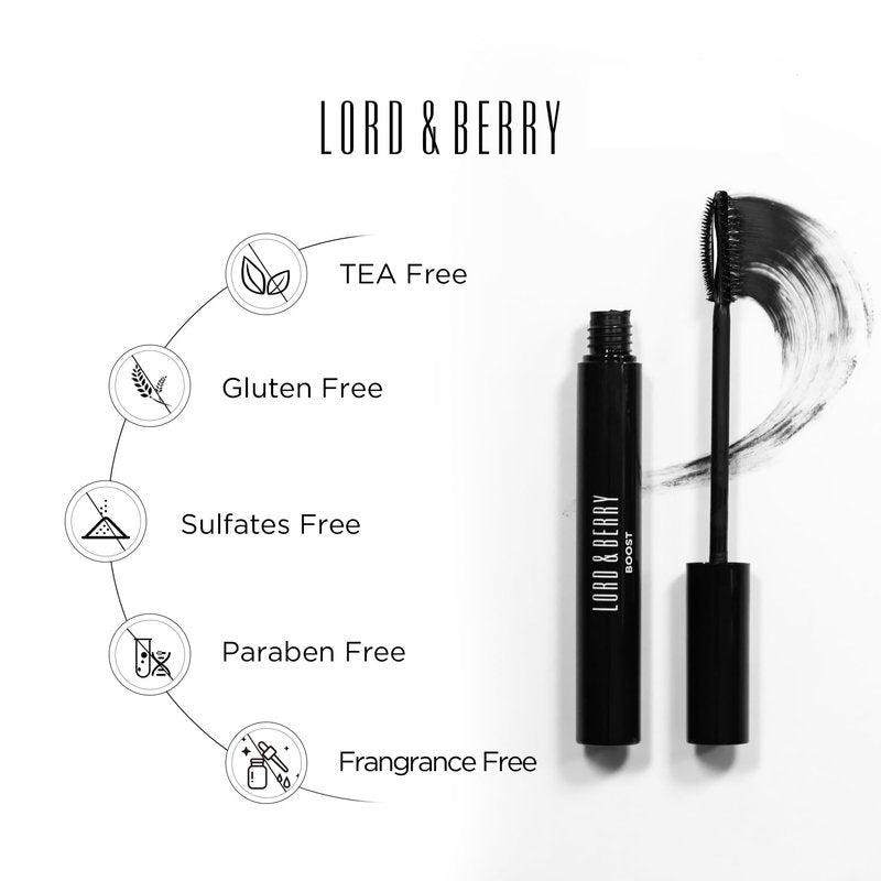 Lord & Berry Boost Treatment MasCare -Lengthening, Lifting & Strengthening Mascara for Healthier, Fuller Lashes, 0.3 fl oz