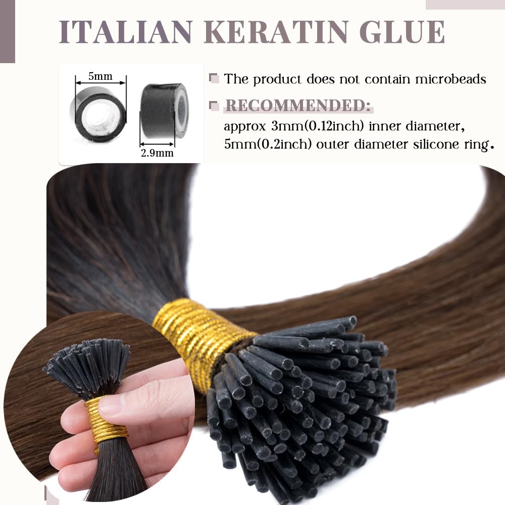 Rich Choices I Tip Hair Extensions Human Hair,100 Strands 0.5g/Strands,100% Real Remy Human Hair Extension Pre Bonded Keratin Stick In Hair Extensions Hair Piece For Women 18 Inch #1 Jet Black