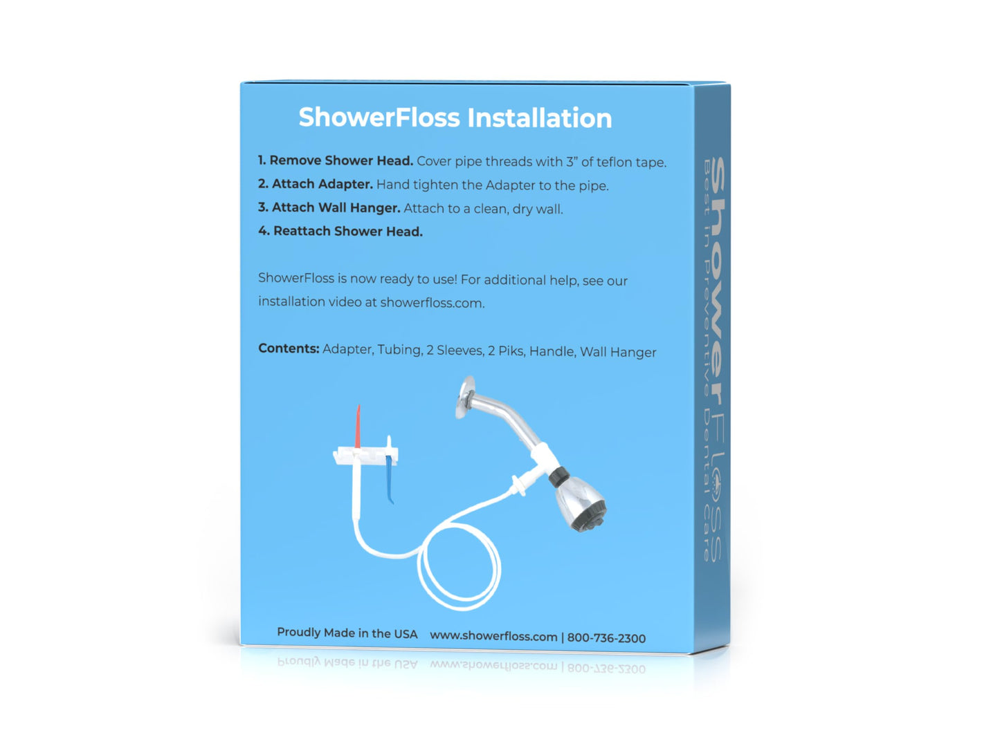 SHOWER FLOSS Water Dental Flosser - Convenient for Teeth, Attaches to Your Shower Head - Easy Installation, Adjustable Temperature & Pressure - Dentist Recommended