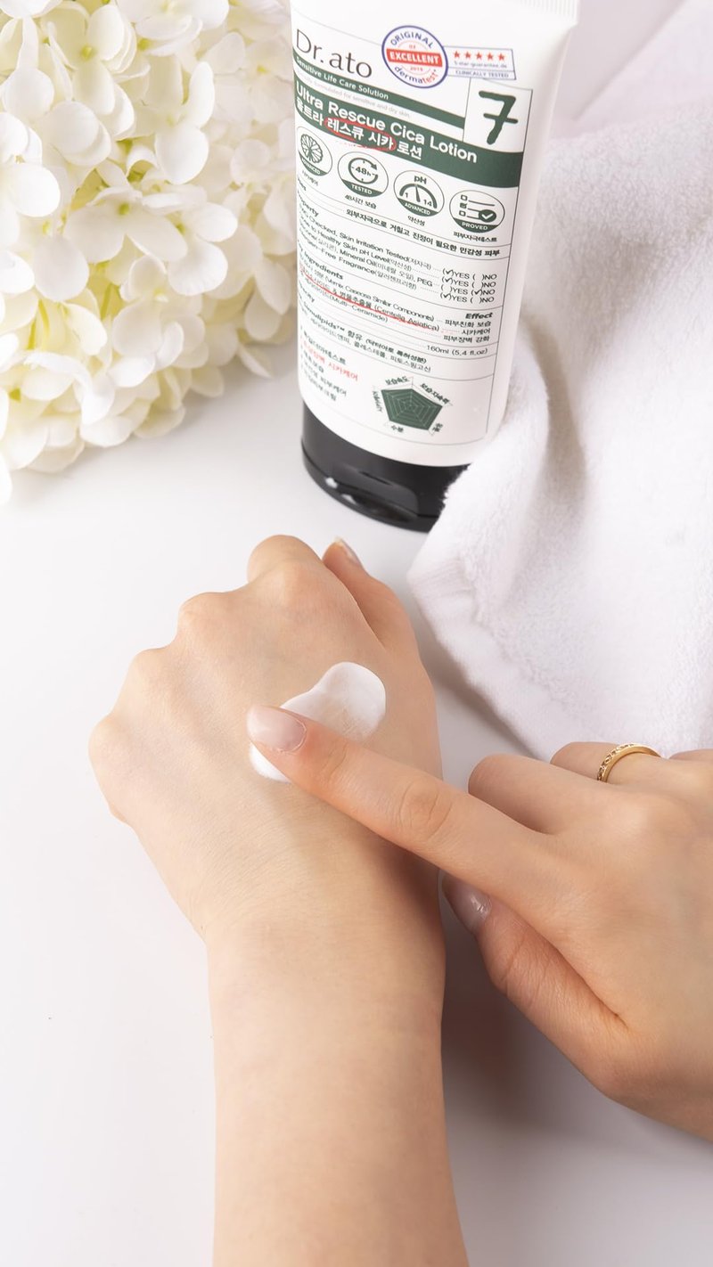 Dr.ato Ultra Rescue Cica Lotion for Body & Face Korean Skincare (5.4 Fl Oz)