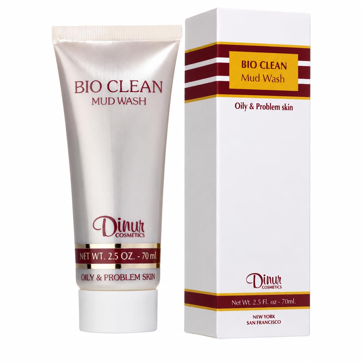 Dinur Cosmetics Bio Clean Mud Wash for Oily & Problem Skin Natural Organic & Refreshing Perfect for Deep Cleansing 2.5 fl. oz. 70ml