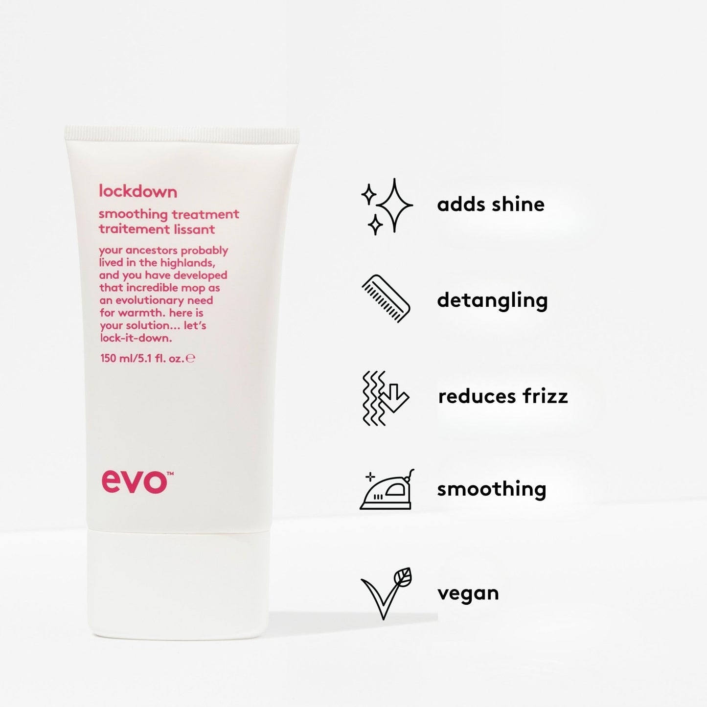 Evo Lockdown Leave-In Smoothing Treatment for Frizzy & Color-Treated Hair - Anti-Frizz, Humidity Control & Detangler - 5.1 fl oz