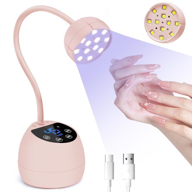 CGBE UV LED Nail Lamp, 36W Mini Cordless Flash Cure Lamp, USB Rechargeable Goosenecks LED Nail Light with 4 Timers & Auto Sensor for Salon Home DIY Use, White Diamond