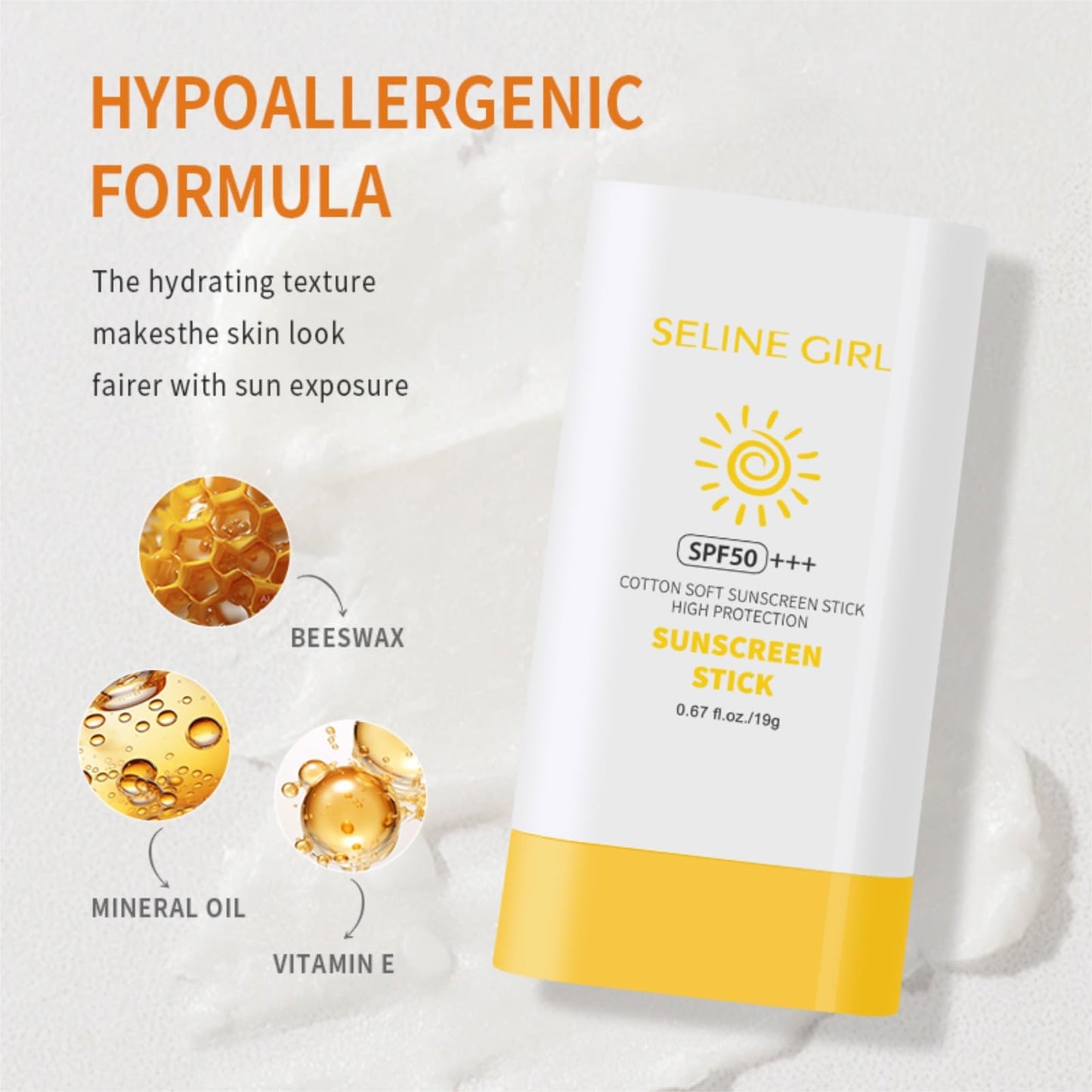 Eshioh Sunscreen SPF50+ PA+++, Sweat-Resistant, Fragrance-Free, No Whitening, Matte Finish, Portable, 19g #01