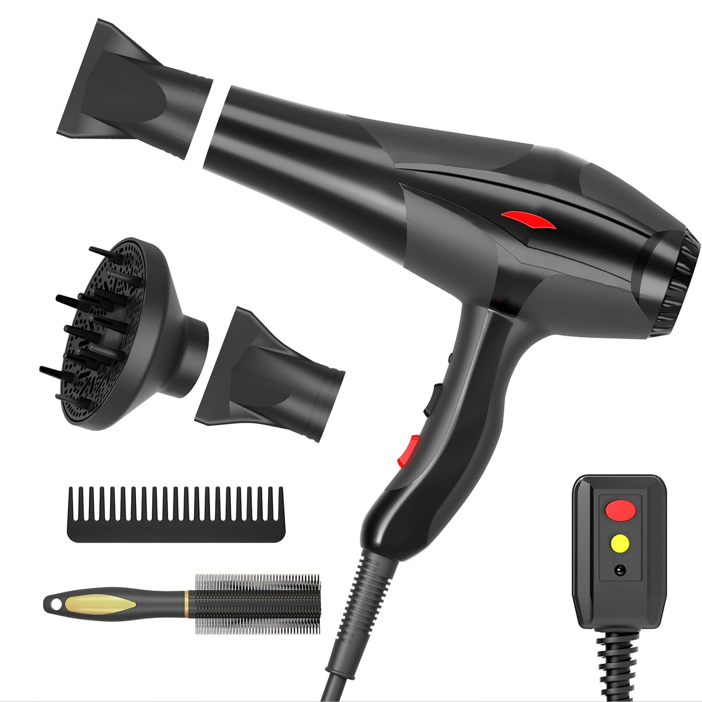 Hair Dryer Professional Ionic Salon Hair Dryer 2400W Powerful Fast-Drying Blue Light Ionic Hair Dryers with Diffuser, AC Motor Constant Temperature Quiet Ion Dryers for Women Men