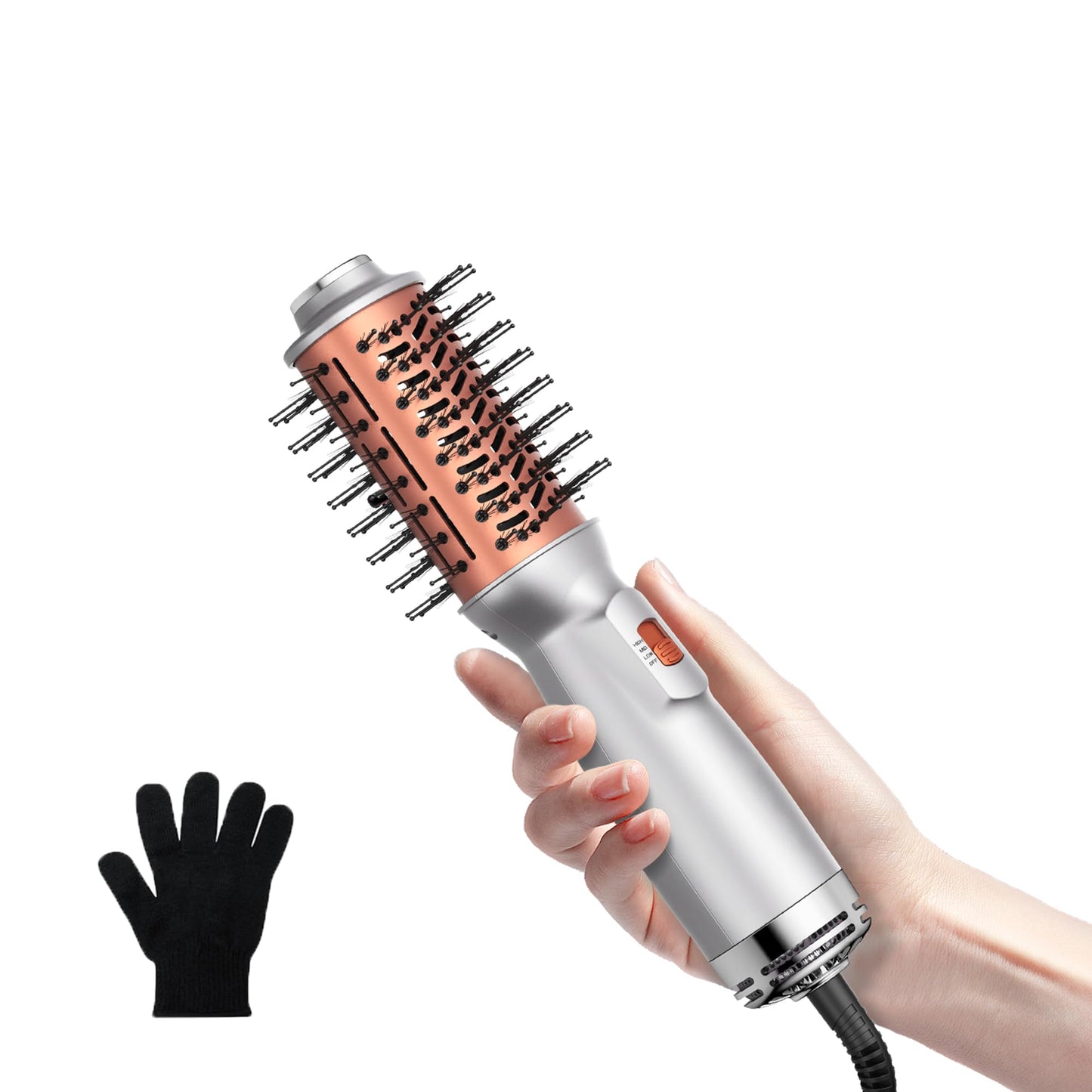 Double Voltage Mini Hair Dryer Brush,Traval Hair Brush 100-240V,3 Heat & 2 Speed Settings Oval Barrel Thermal Brush,Blow Dryer Brush for Dry,Straightening,Voluming
