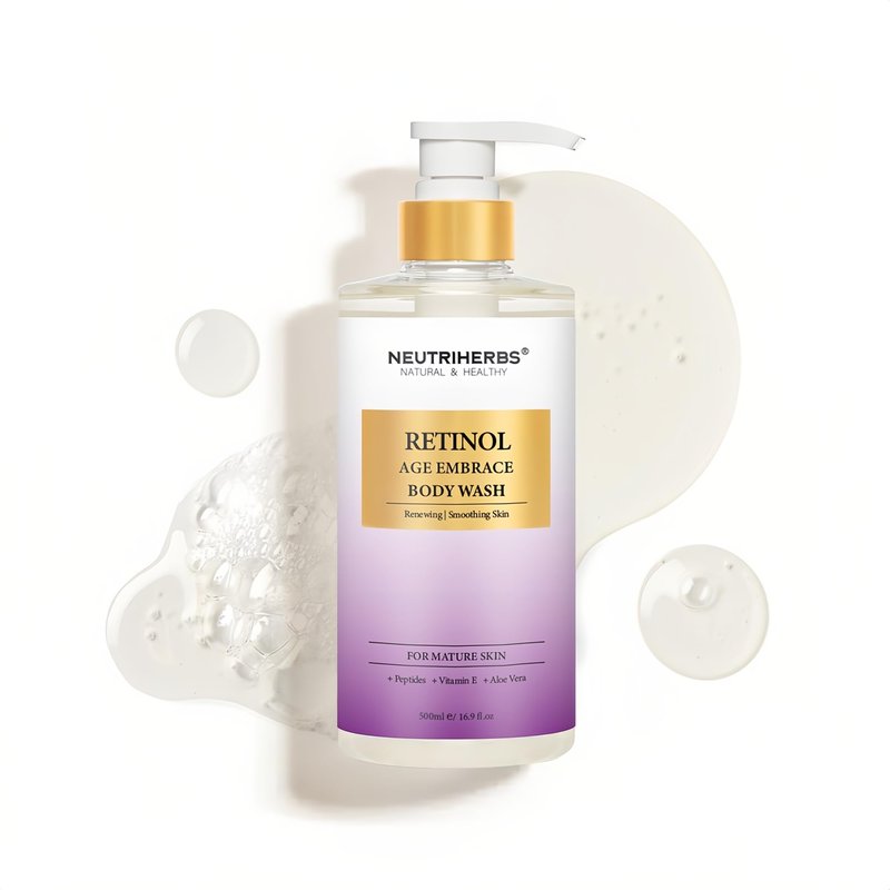 Neutriherbs Retinol Body Wash, Anti Aging/Renewing Shower Gel For Women And Men, Daily Shower Soap With Peptides, Vitamin E, Aloe Vera - Orange Blossom Scent 16.9 Fl.Oz
