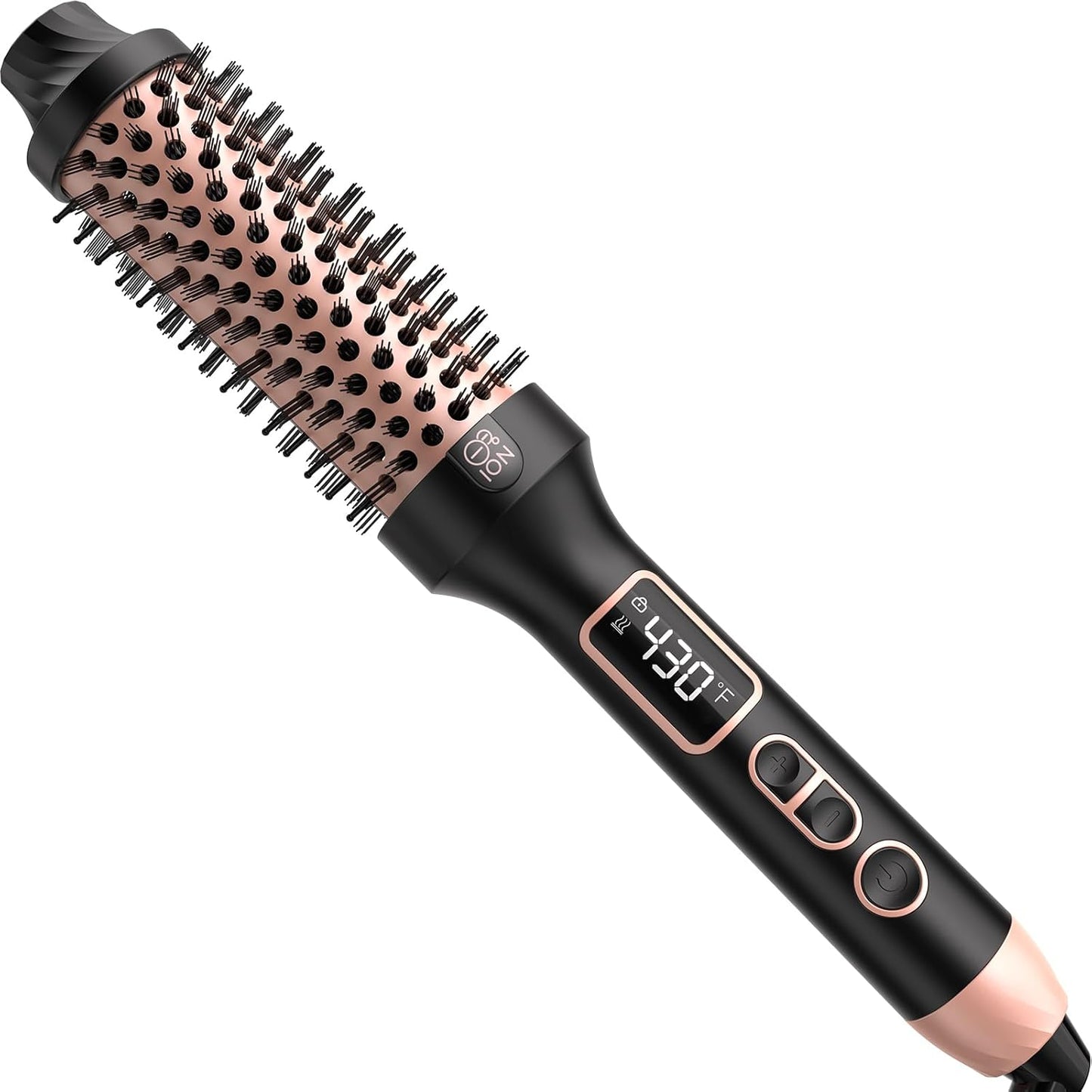 Nimmu Thermal Brush - 1.5 Inch Heated Round Brush for Blowouts | 10 Temperature Settings, Dual Voltage, Black Gold