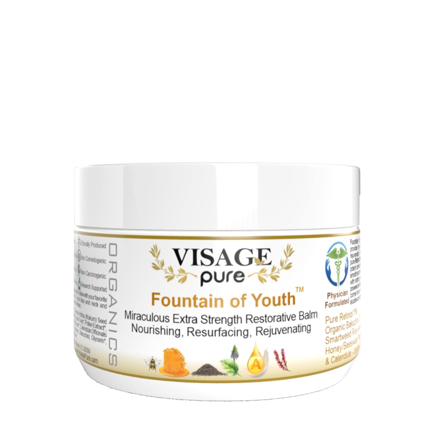 Visage Pure Fountain of Youth - Extra Strength Restorative Melting Balm- Powerful Combination of Retinol, Bakuchiol Oil, and Resveratrol. Immense Nutrition, Intensive Wrinkle Repair, Exceptional Glow