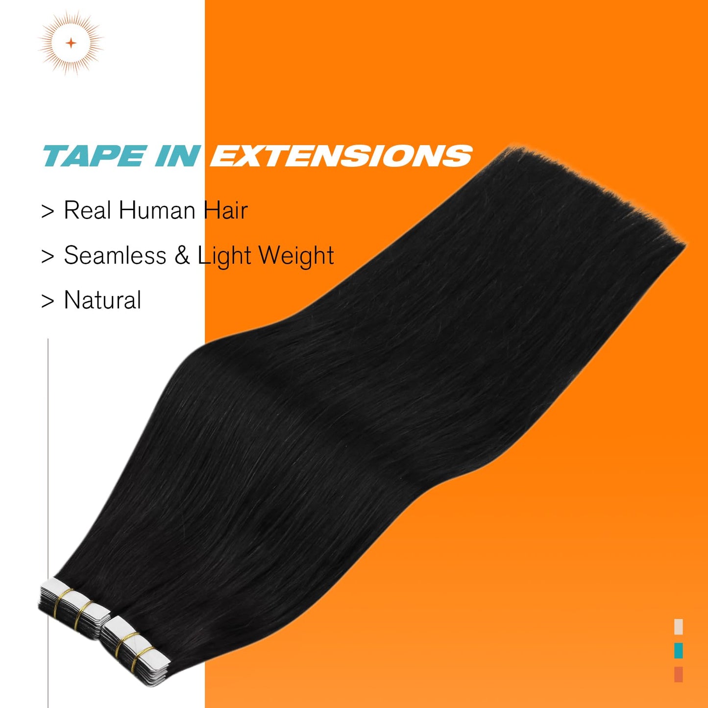 Sunny Hair Natural Black Tape in Hair Extensions Human Hair