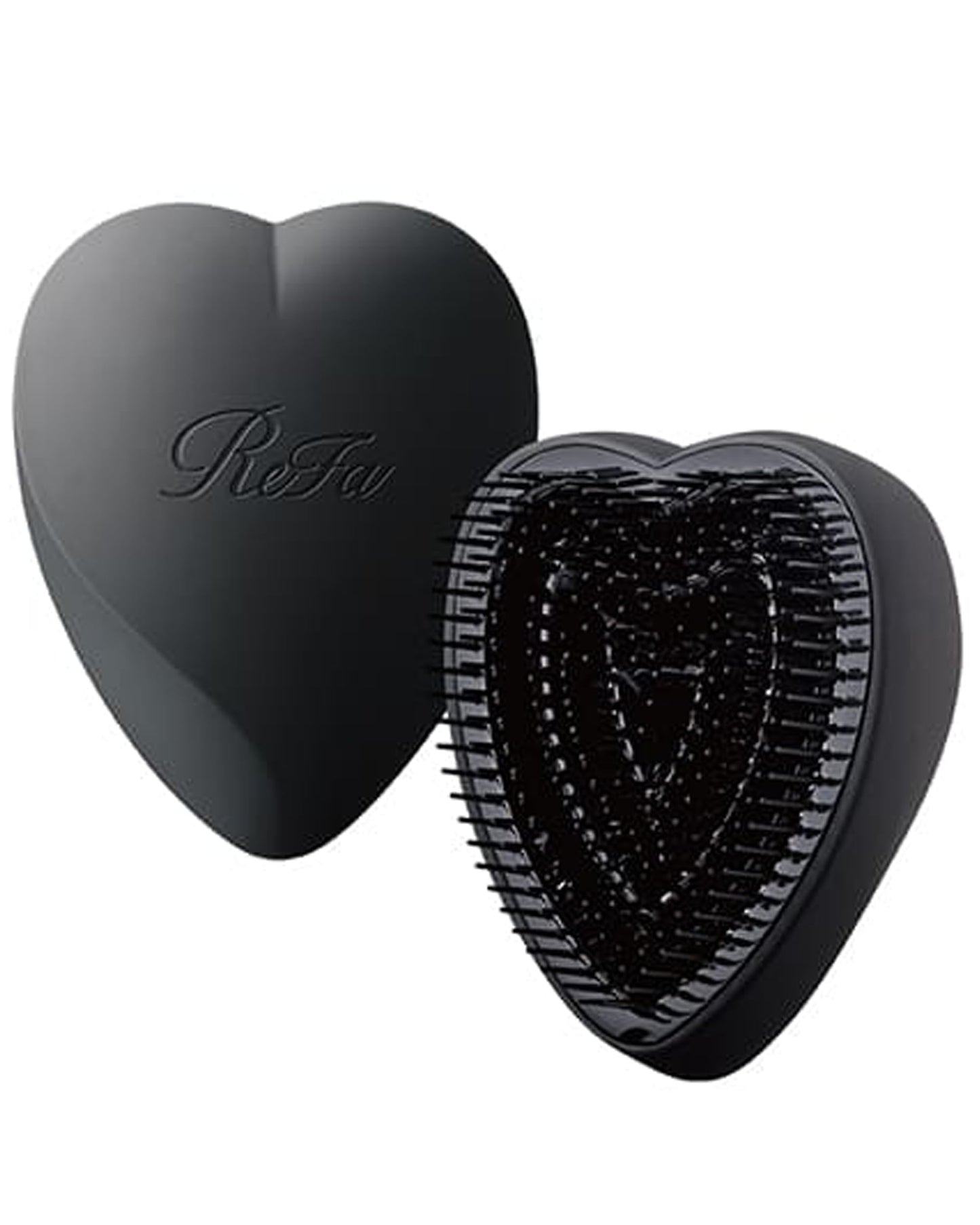 ReFa Heart Brush MATTE BLACK | Heart Shaped No Tangle Brush for Women | Small Detangler for Thick Hair | Portable