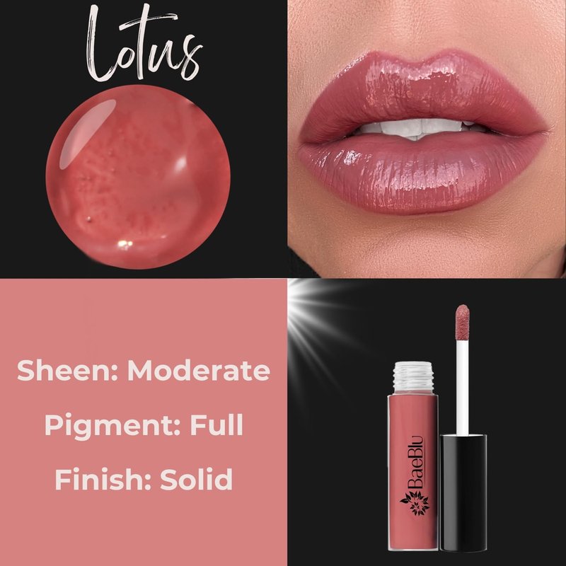 BaeBlu Organic Vegan Lip Gloss, 100% Natural Non-Toxic Moisturizing Ingredients, Lotus
