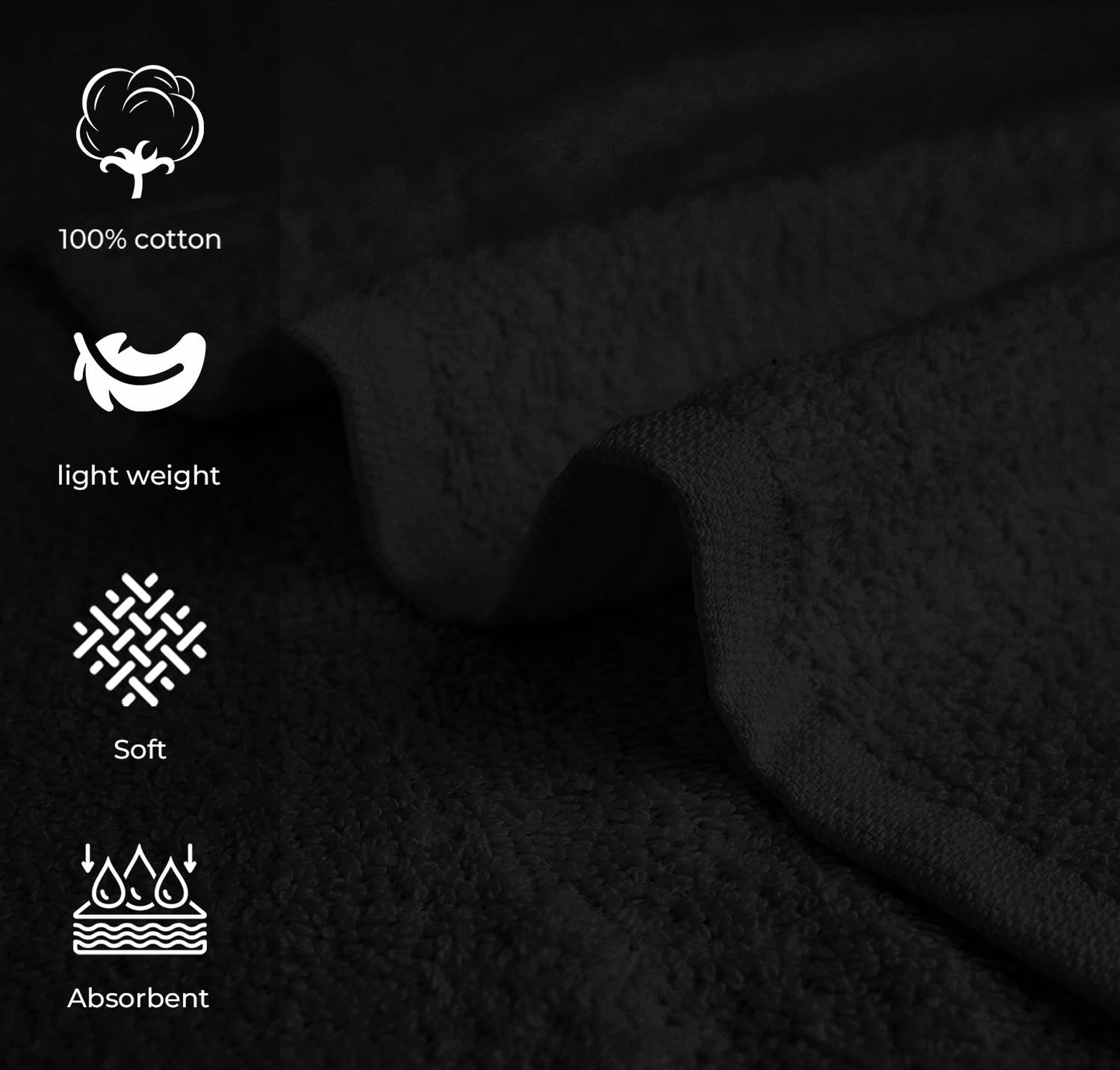 Avalon Towels Salon Towel - Black Hand Towels Bulk Pack of 24-100% Cotton Absorbent Spa, Facial & Gym Towel for Working Out - 16x27 Inches (Not Bleach Proof)