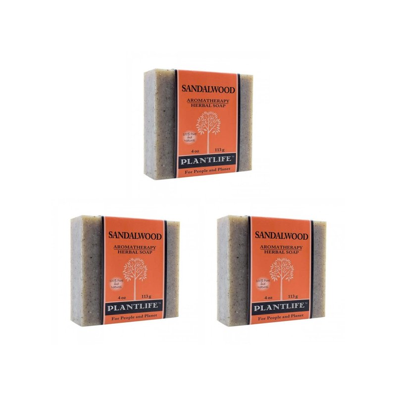 Plantlife Sandalwood 3-Pack Bar Soap - Moisturizing and Soothing Soap for Your Skin - Hand Crafted Using Plant-Based Ingredients - Made in California 4oz Bar
