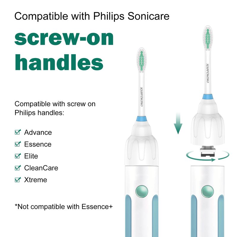 Replacement Toothbrush Heads for Philips Sonicare E-Series/Essence/Xtreme/Elite and Other Screw-on Models, 6 Pack, Medium Soft Dupont Bristles