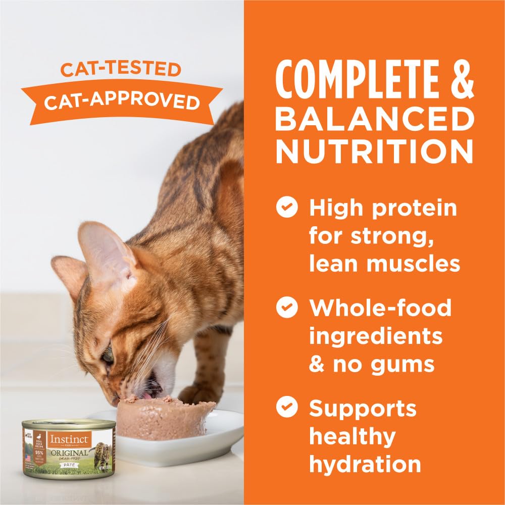 Instinct Original Pate Wet Cat Food, Grain Free Recipe - Real Duck, 3 Ounce (Pack of 24)
