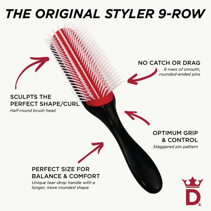 Denman Styler 5 Row Hair Brush - Professional Styling Tool for All Hair Types