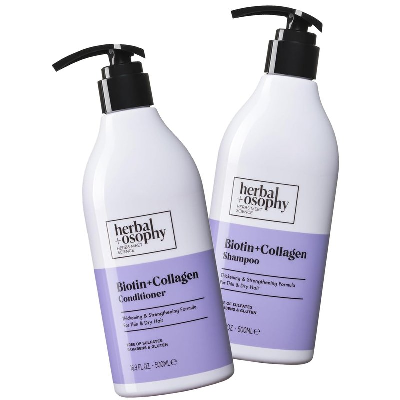 Herbalosophy Purple Shampoo & Conditioner Set for Blonde Gray Hair, Eliminates Brassy and Yellow Tones, Infused with Cocos Nucifera Oil, Free of Sulfate, Parabens and Gluten, 2 x 16.9 Fl Oz