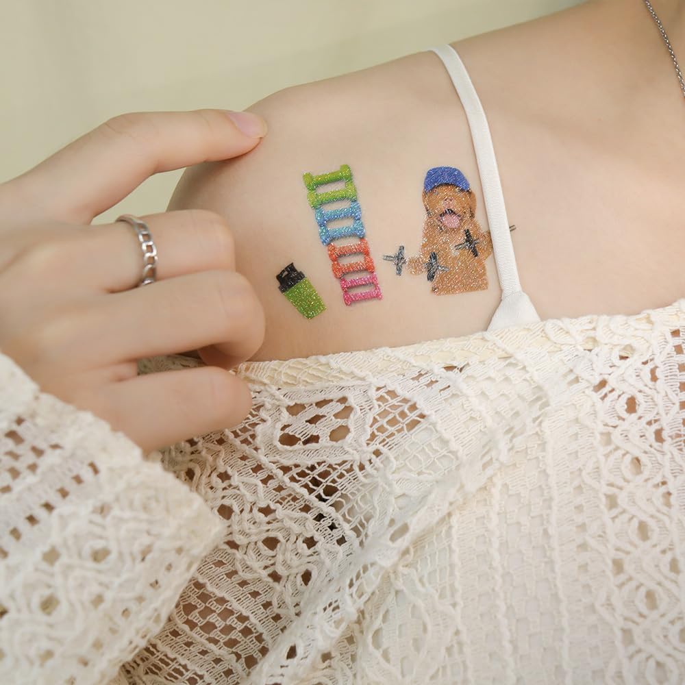 Oottati 12 Sheets Waterproof Temporary Tattoos Stickers Small Cute Animal Loves To Gym Cat Dog Mouse Keep Fit Boxing Jumping Weightlifting Dumbbell Kettlebell Rope Suit For Kids And Adults