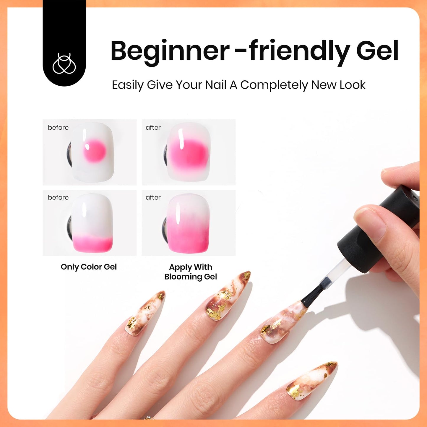 Beetles Gel Nail Polish Kit with Nail Blooming Gel 15ml Clear Uv Led Blossom Gel Polish Gift for Women