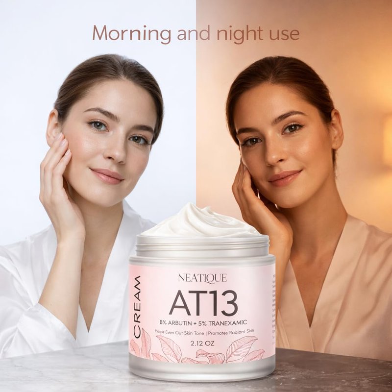 Neatique AT13 Arbutin 8% + Tranexamic Acid 5% Face Cream, 80,000 ppm Arbutin, 50,000 ppm TXA, Daily Facial Moisturizer with Niacinamide and Glutathione, 60ml / 2.12 oz