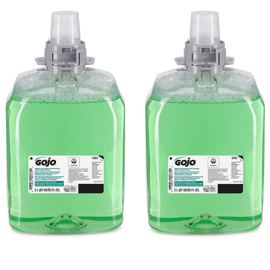 GOJO Green Certified Foam Hand, Hair & Body Wash, Cucumber Melon Scent, 2000 mL Refill FMX-20 Push-Style Dispenser (Pack of 2) - 5263-02