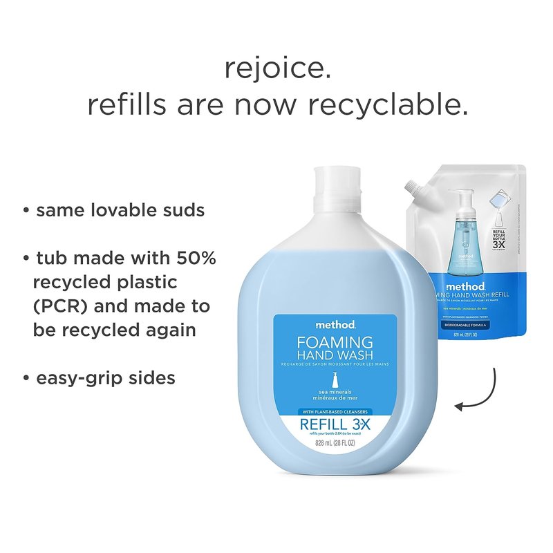 Method Foaming Hand Soap - Sea Minerals Biodegradable Formula | 28 fl oz (Pack of 4) + 28 fl oz (Pack of 1)