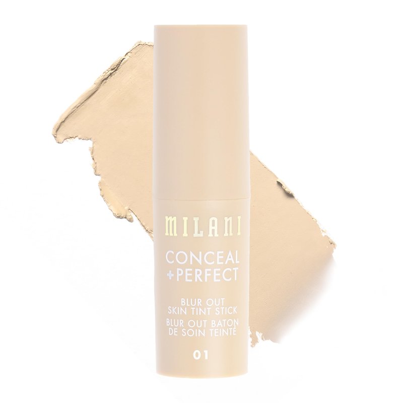 Milani Conceal + Perfect Blur Out Skin Tint Stick - Light to Medium Coverage Tinted Moisturizer Stick with Vitamin C & E - Soft Matte, Pore Blurring Natural Finish 01-Very Fair Neutral