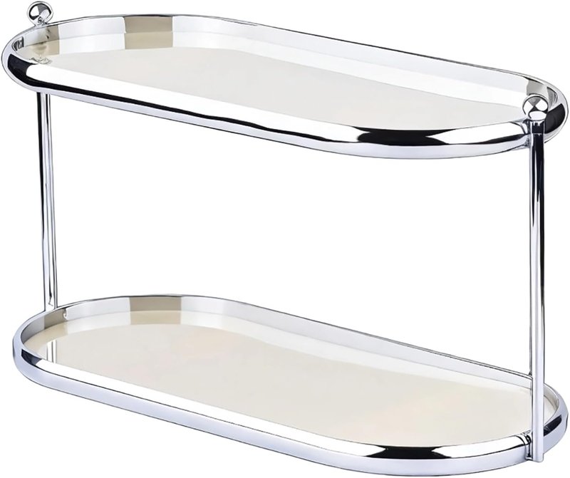 2 Tier Perfume Organizer Shelf - Stainless Steel Frame with Acrylic Trays | Vanity Storage Rack for Makeup & Fragrance Bottles, 12.6 x 5.3 x 6.7 in