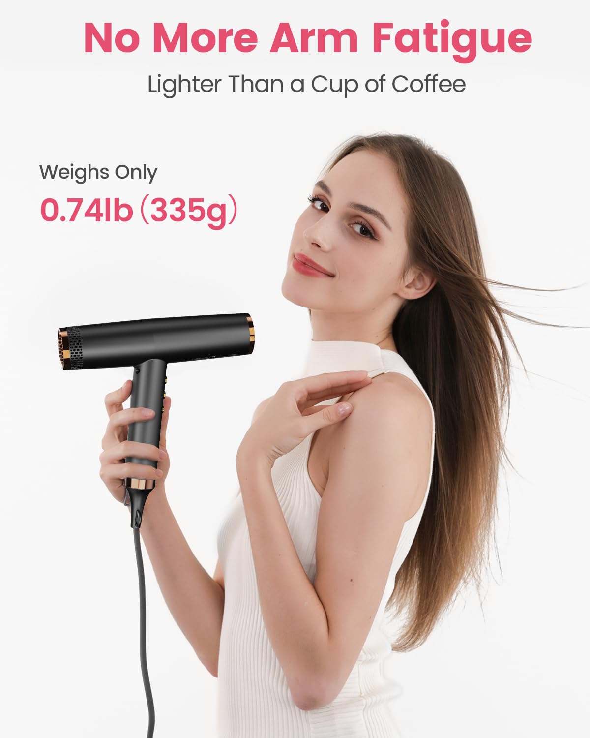 Dekuri Hair Dryer, 110,000 RPM High-Speed Professional Blow Dryer for Fast Drying, 200 Millions Ionic Lightweight Hairdryer with Magnetic Diffuser & Nozzle, Low Noise, 4 Temps & 3 Speeds, Starry Black