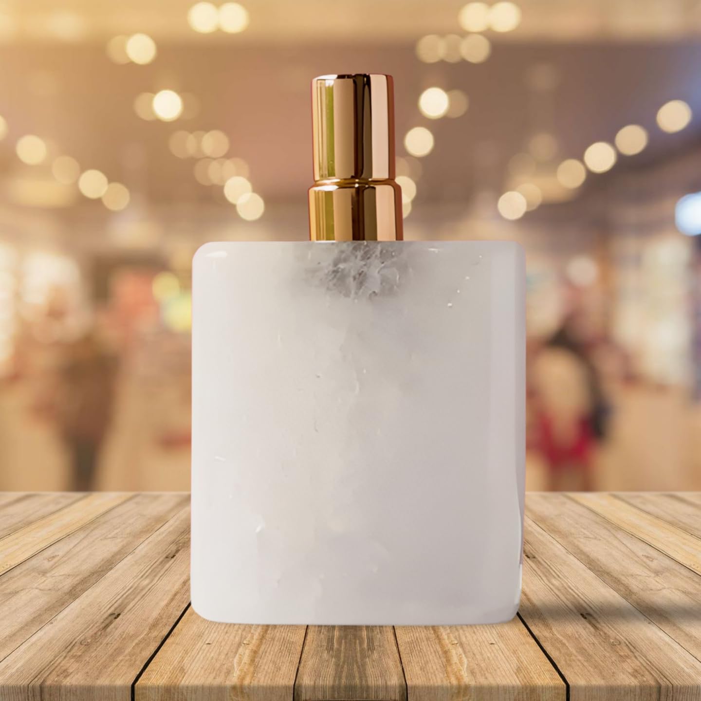 Refillable Perfume Bottle - Healing Crystal - Polished Natural Gemstone - Travel Size (White Crystal, Square)