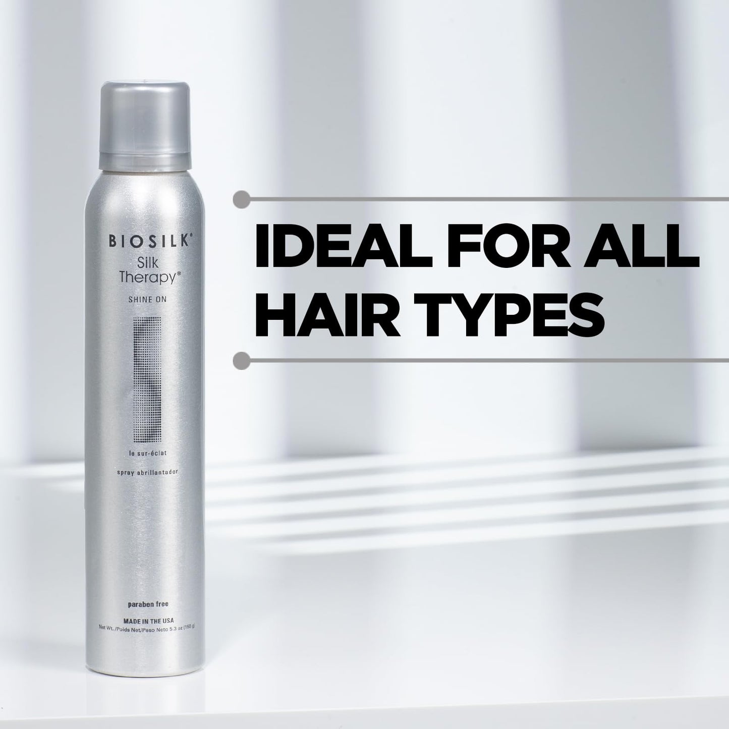 BioSilk Silk Therapy Shine On, Hairspray For Controlling Frizz & Providing Brilliant Shine, Sulfate, Paraben, & Cruelty-Free, 5.3 Oz