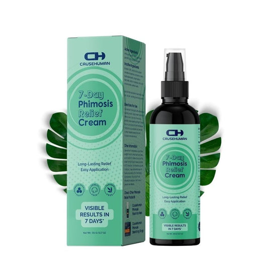 Cause Human 7-Day Phimosis Cream | Steroid-Free Treatment for Fast Relief at Home | Visible Results in 7 Days* | 3.16 fl oz (90g) | No Irritation | No Steroids (7 Day Phimosis Relief Cream)
