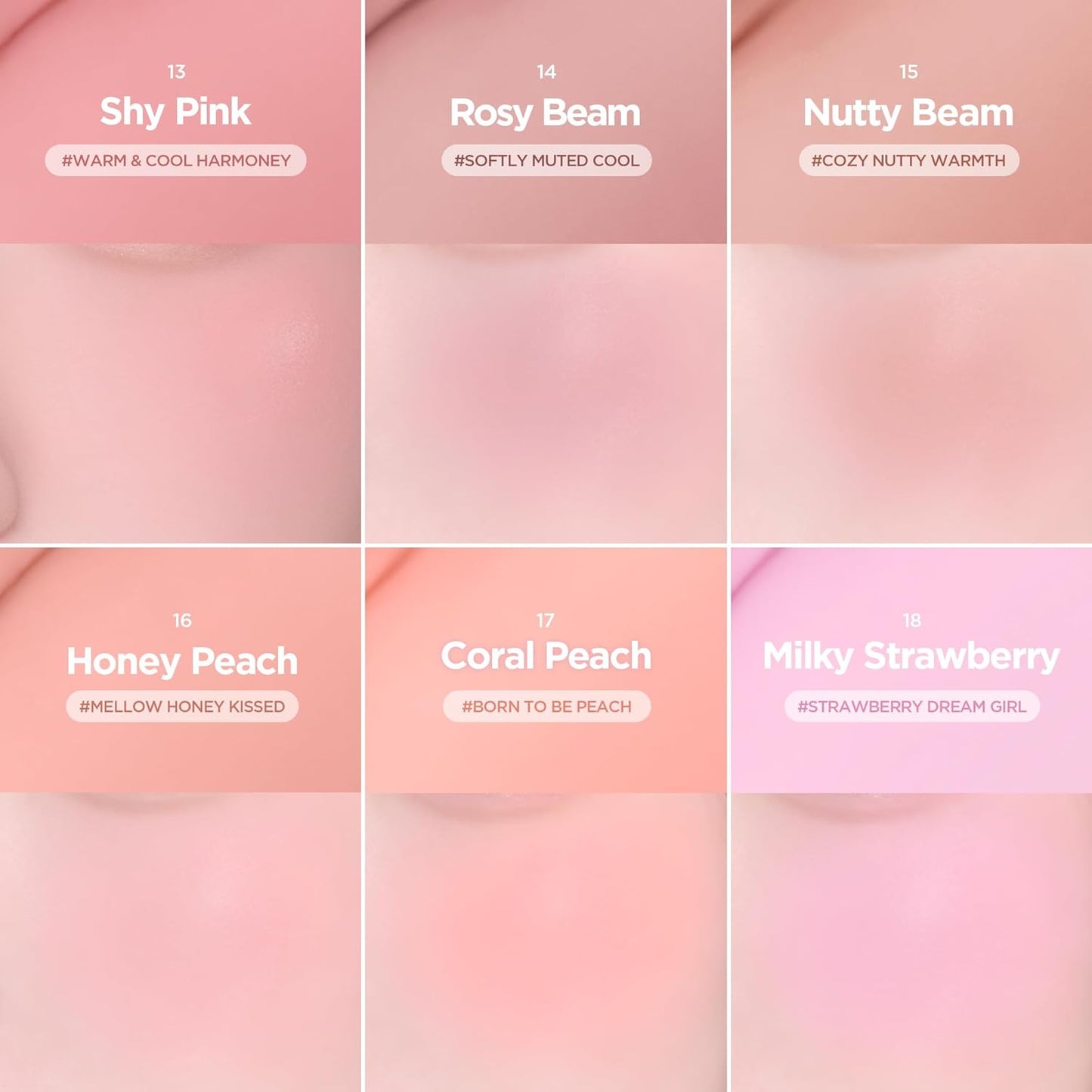 Luv Beam Cheek Balm - Heart-Shaped Korean Cream Blush | Semi-Matte Finish, Long-Lasting, 0.12 oz (02 Innocent Pink)
