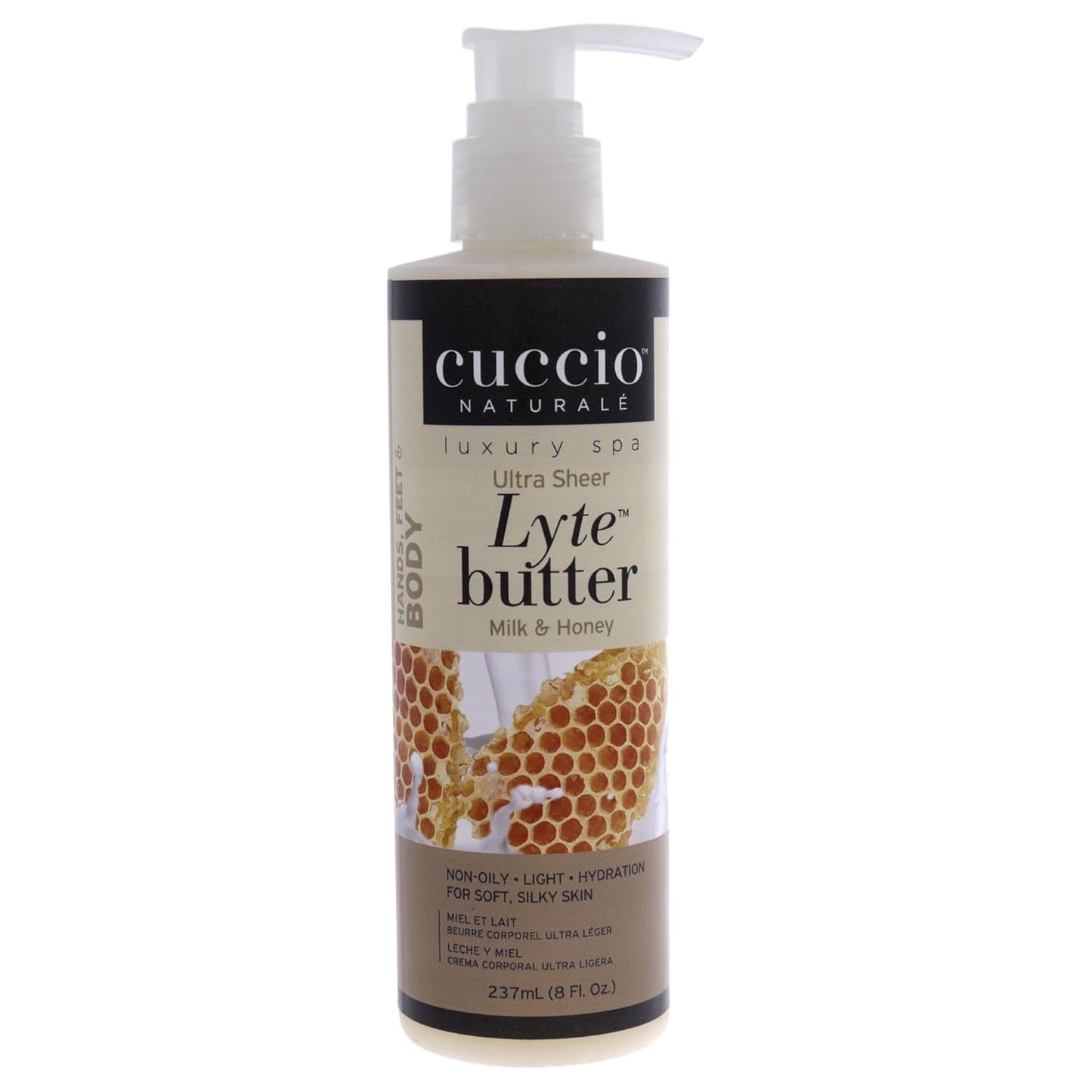 Cuccio Naturale Lyte Ultra-Sheer Body Butter - Deep Hydration Moisturizer | Milk & Honey, 8 Oz