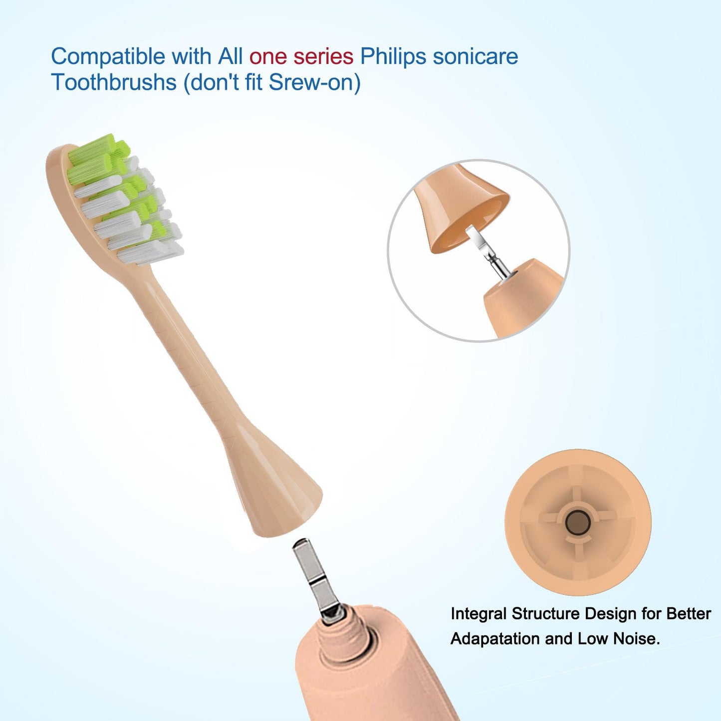 One Series Replacement Toothbrush Heads Pisonicleara Compatible with sonicare Philips BH1022/03 HY1100/02 HY1102 (8-pc) Battery Brush, Mango Snow White Travel Refill (one-Shimmer)