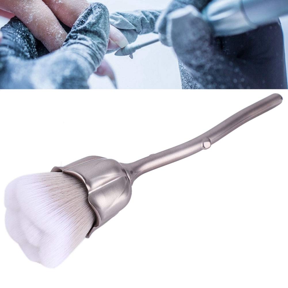 Nail Dust Cleaning Brush, Soft Rose-shaped Design Nail Art Powder Dust Brush for Clean Nail Arts and Makeup Manicure Nails Tool