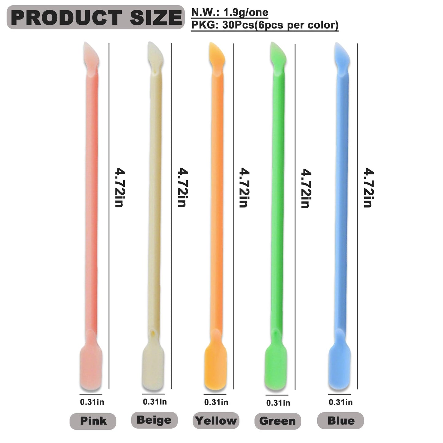HaimiLiya 30Pcs Plastic Cuticle Pusher, Small Dual-end Dead Skin Nail Pusher Nail Dirt Cleaner Tool Gel Polish Remover Tool, Gentle Plastic Pusher, Manicure Tool