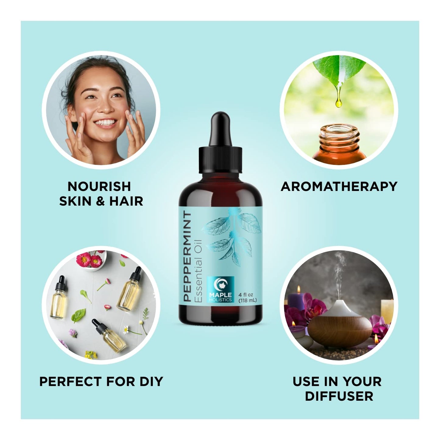 Premium Hair Oils for Hair Growth - Pure Peppermint and Rosemary Oil for Hair Growth - Hair Treatment Oils Set with Rosemary Essential Oil and Peppermint Essential Oil 4 Fl Oz Each