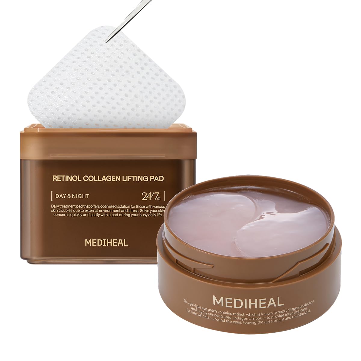 Mediheal Firming Duo Set – Collagen Lifting Pad & Retinol Eye Patch for Anti-Aging Care – Daily Skin Firming Pad + Wrinkle Smoothing Hydrogel Eye Mask