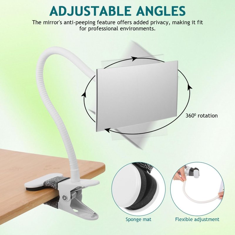 Clip-On Desk Makeup Mirror - Anti-Peeping Privacy Design | Adjustable Gooseneck Clamp for Office Use