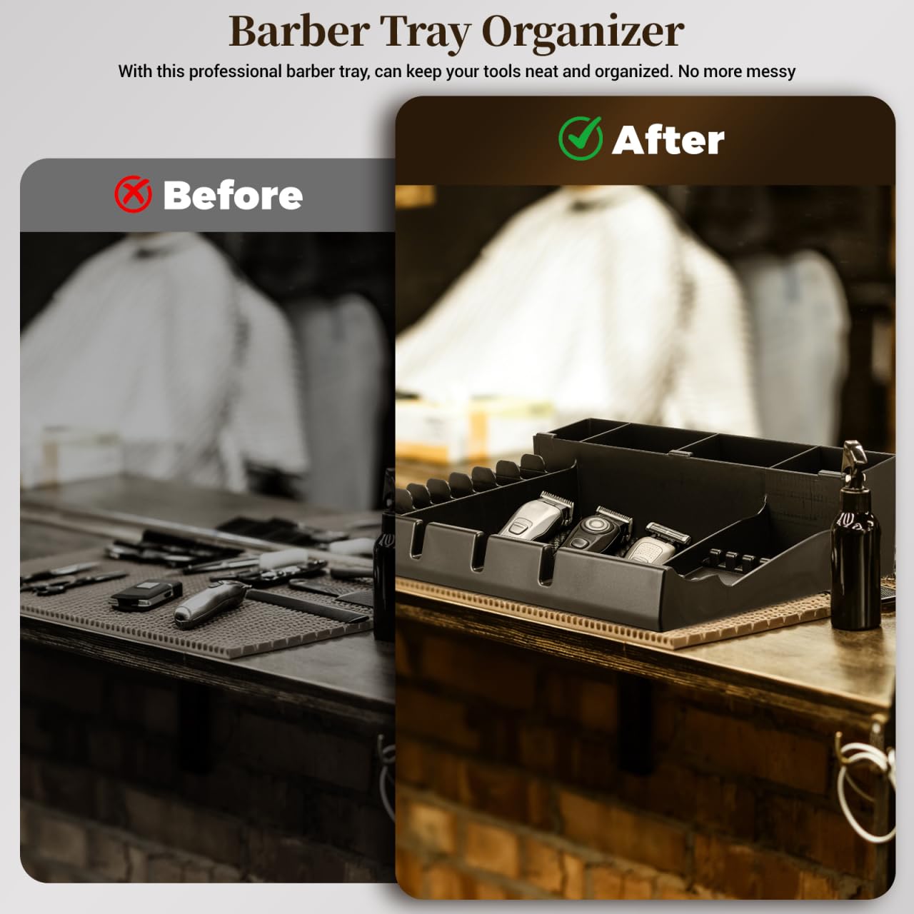 Beatifufu Barber Clipper Tray Organizer 15X12X4.33In Salon Storage Box with Multiple Slots for Clippers Guards Combs Haircut Tools Keeper Portable Hair Clippers Holder