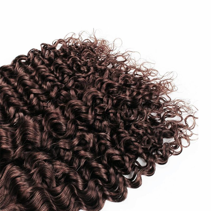 Chocolate Brown Curly Wave Human Hair Bundles - 14/16/18 Inch, 50G Double Weft, Grade 12A Virgin Remy Extensions