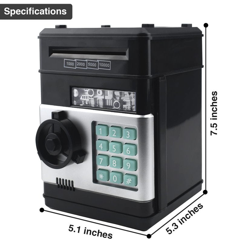 Suliper Electronic Piggy Bank Code Lock for Kids Baby Toy, Mini ATM Safe Coin Cash Banks Real Money Saving Box with Password, Auto Money Scroll for Children,Boys Girls Birthday Gift (Rose Gold)